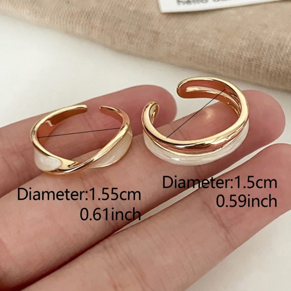 Yellow Gold Tone Ring Set 2 Pieces - Picture 6 of 6